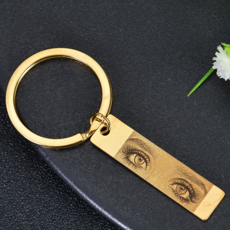 Personalized Eye Keychain | Custom Engraved Keychain | Gift for Her/Him in Gold, Silver,