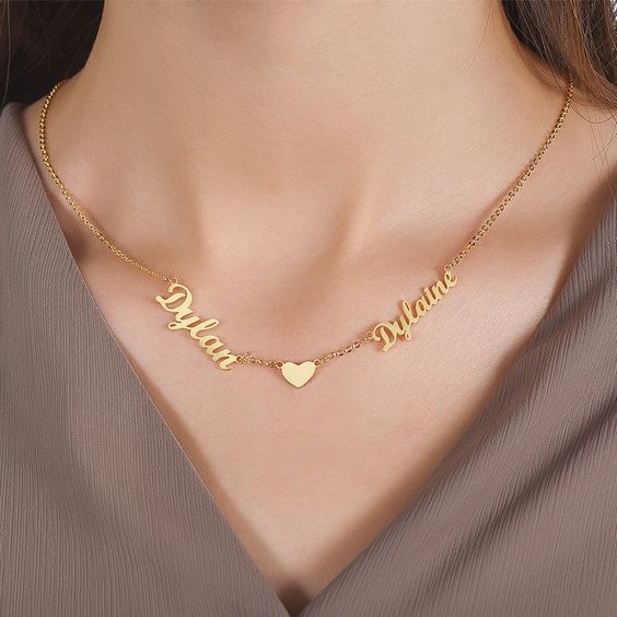 Customized Double Name Heart Necklace