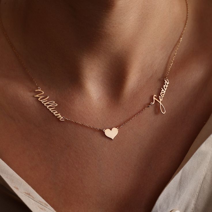 Customized Double Name Heart Necklace