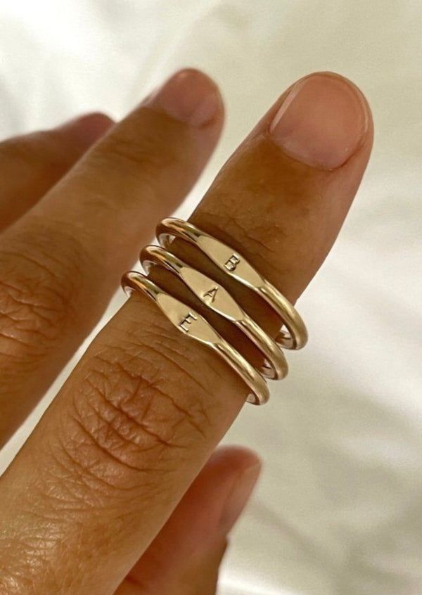 Minimal initial Ring, Letter Ring For Girls and Boys