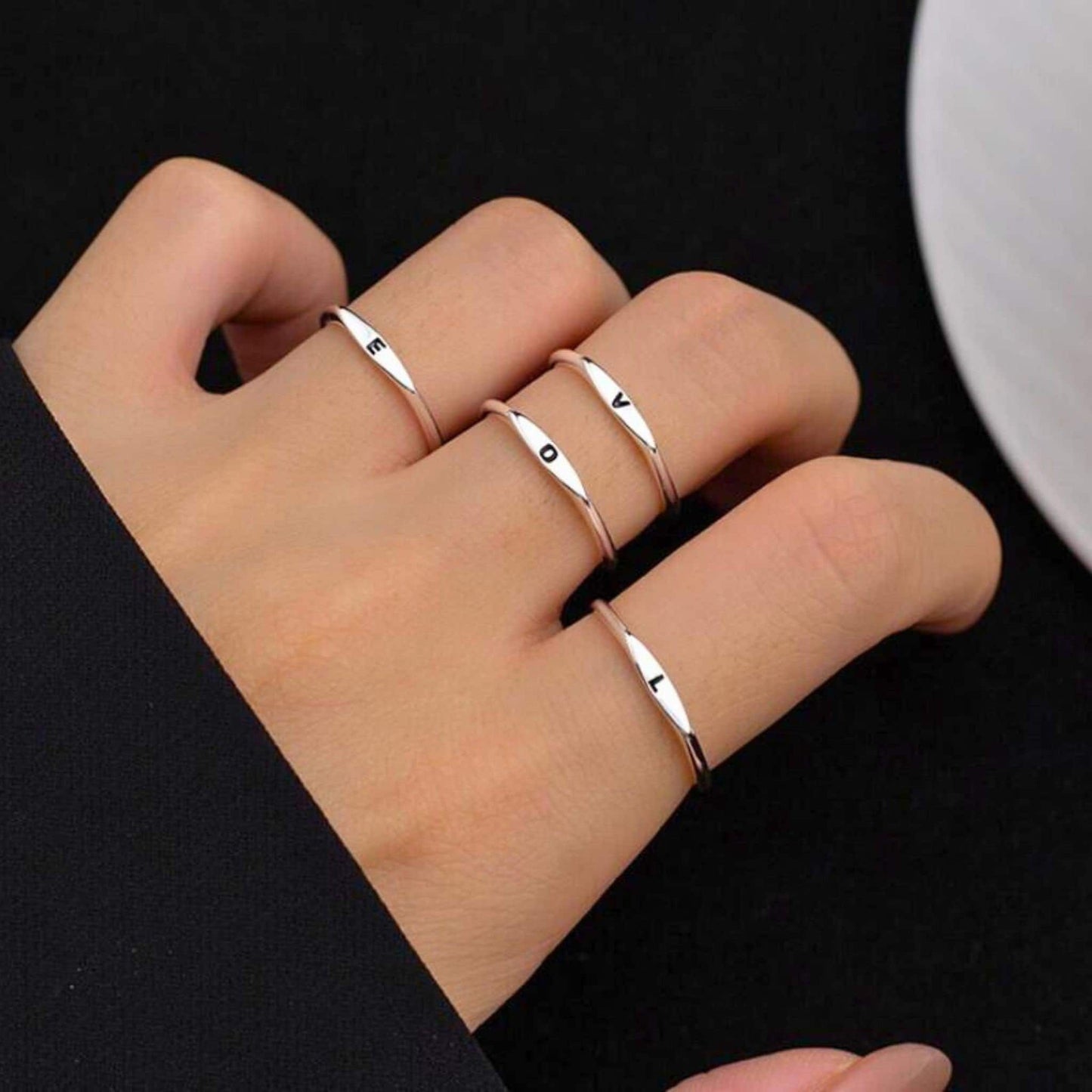 Minimal initial Ring, Letter Ring For Girls and Boys