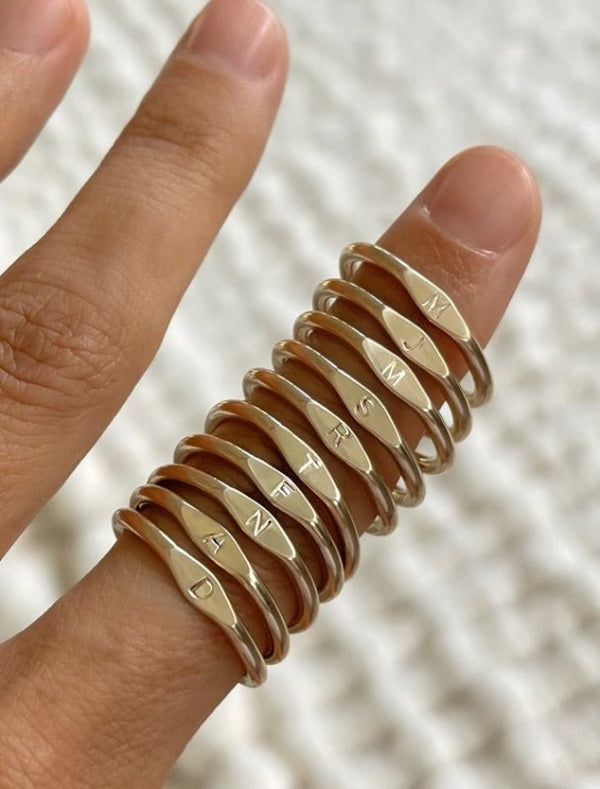 Minimal initial Ring, Letter Ring For Girls and Boys